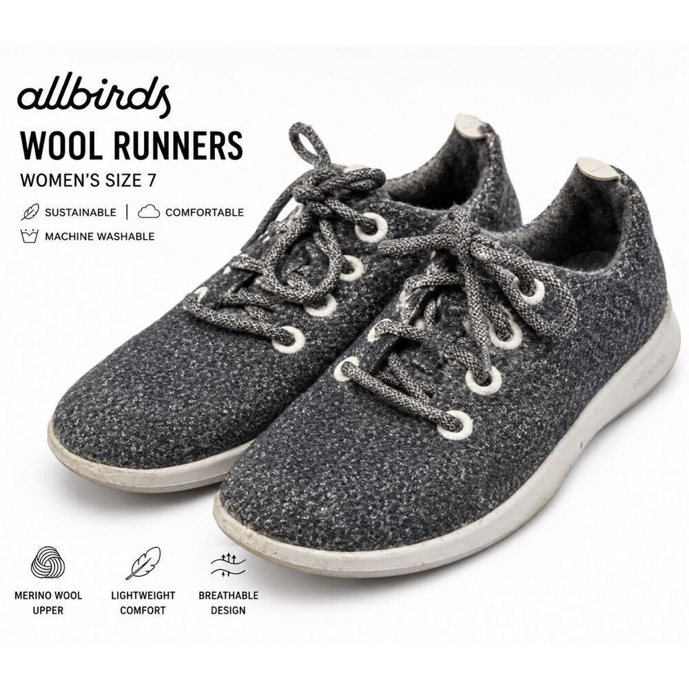 Allbirds Wool Runners Women’s Size 7 Gray Merino Wool Lace Up Sneakers